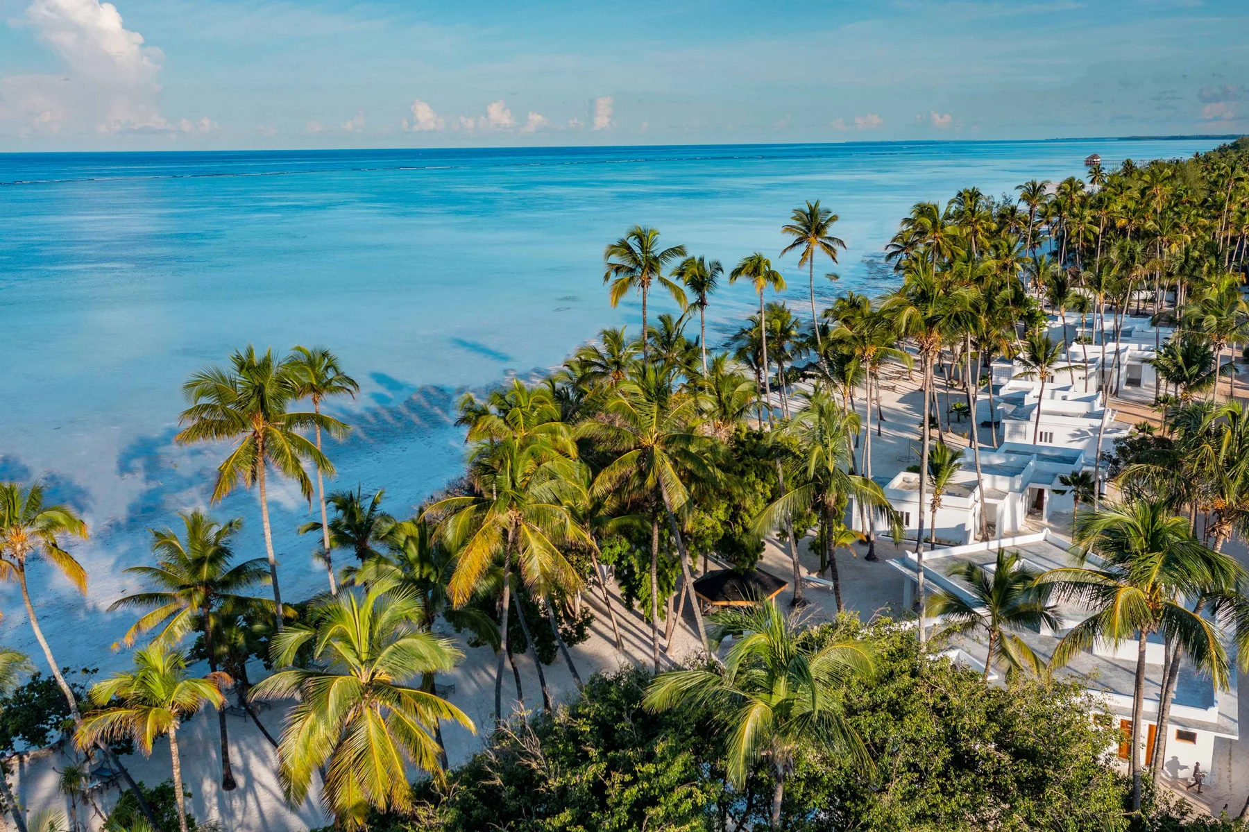 Diamonds Mapenzi Beach — panorama del resort e della costa tra le palme